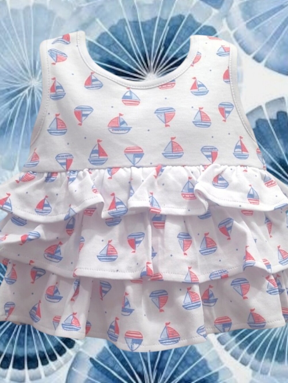 Baby Luigi Girl's "Sailboat Theme" Nautical Tier Sun Dress
